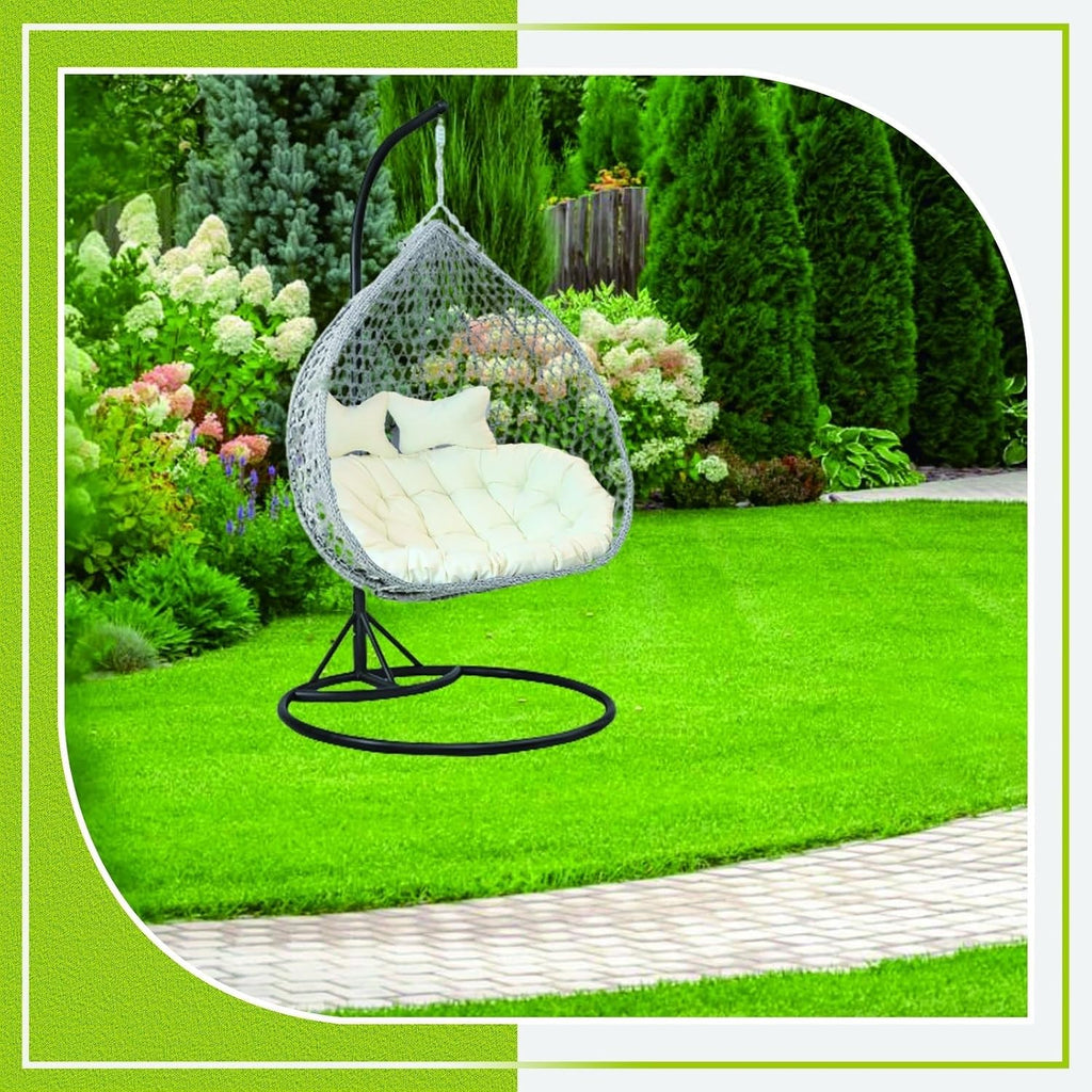 Thicken 6in Hanging Chair Cushion, Double Removable Egg Nest Shaped Basket Cushion Replacement, Waterproof Washable 2 Persons Seater Wicker Rattan Swing Seat Pads for Patio Garden, Orange