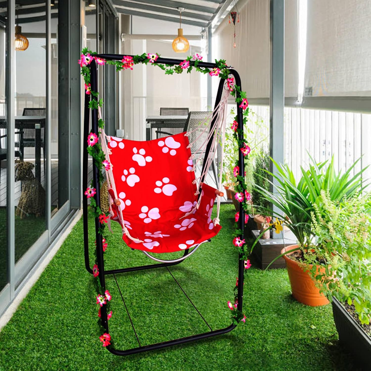 Swing Hammock Stand, A-Shaped Strong Load Bearing Hammock Stand, Anti-Deformed Hammock Chair Stand Swing Support Rack for Home or Outdoor (Black)