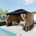 BPS 12' x 14' Gazebo Privacy Curtains with Double Zipper, 4-Panels Side Wall Universal Gazebo Side Panels Replacement for Patio, Outdoor Canopy, Garden and Backyard (Curtain Only)