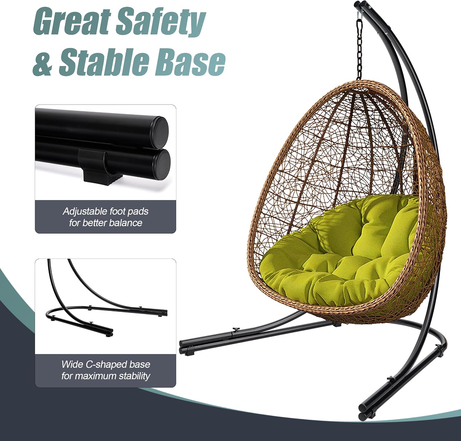 Sorbus Hammock Chair Stand Hanging Chair Stand- Heavy Duty Steel Sensory Swing Stand- Weather & Rust Resistant Arc Stand- Adjustable Portable Stand 330lbs - Tree,Lounger,Air Porch,Indoor/Outdoor,Yard