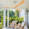 52' Ceiling Fans Without Lights, Solid Wood Ceiling Fan with Remote Control No Light, Modern Ceiling Fan with 3 Blades, Indoor Outdoor Ceiling Fans for Patios, Gazebo(Nature Wood)