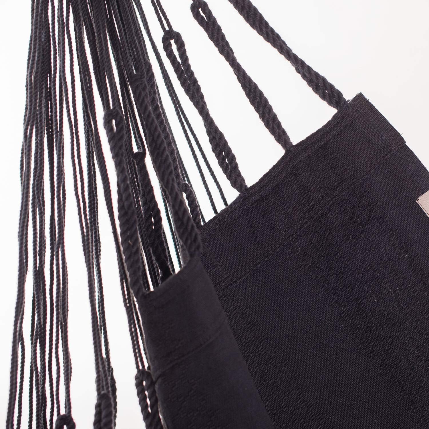 LA SIESTA® - XL King Habana Cotton Hammock Chair & CasaMount - Hanging Chair w/Suspension Kit for Walls Ceilings & Square Beams - Indoor Outdoor Swing Hanging Chair Bedroom Patio Balcony - Onyx