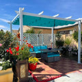 PURPLE LEAF 10' X 12' Outdoor Retractable Pergola with Sun Shade Canopy Cover White Patio Metal Shelter for Garden Porch Yard BBQ Beach Gazebo Grape Trellis Pergola, Turquoise Blue