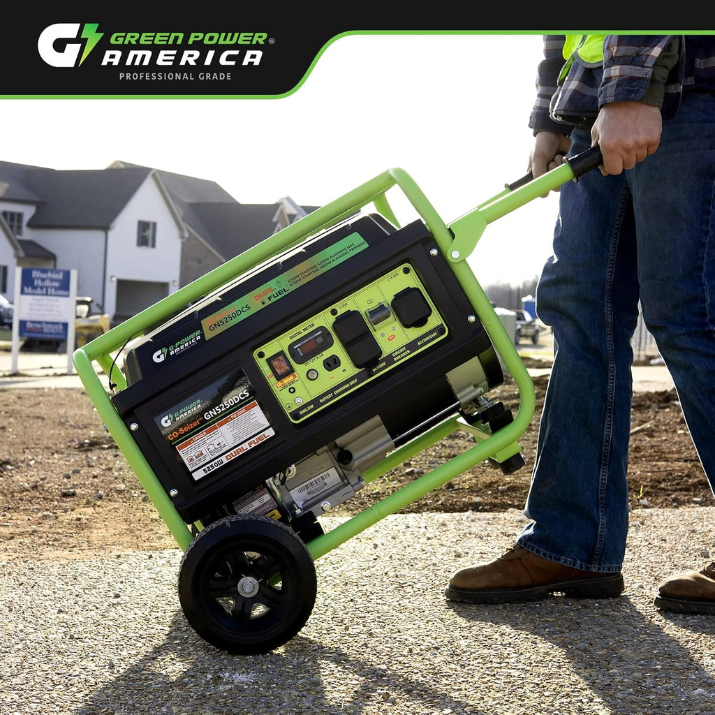 Green-Power America 5250 Watt Dual Fuel Portable Generator, Gas & Propane, Manual Start, CO Protection System, Home Backup Power, RV Ready