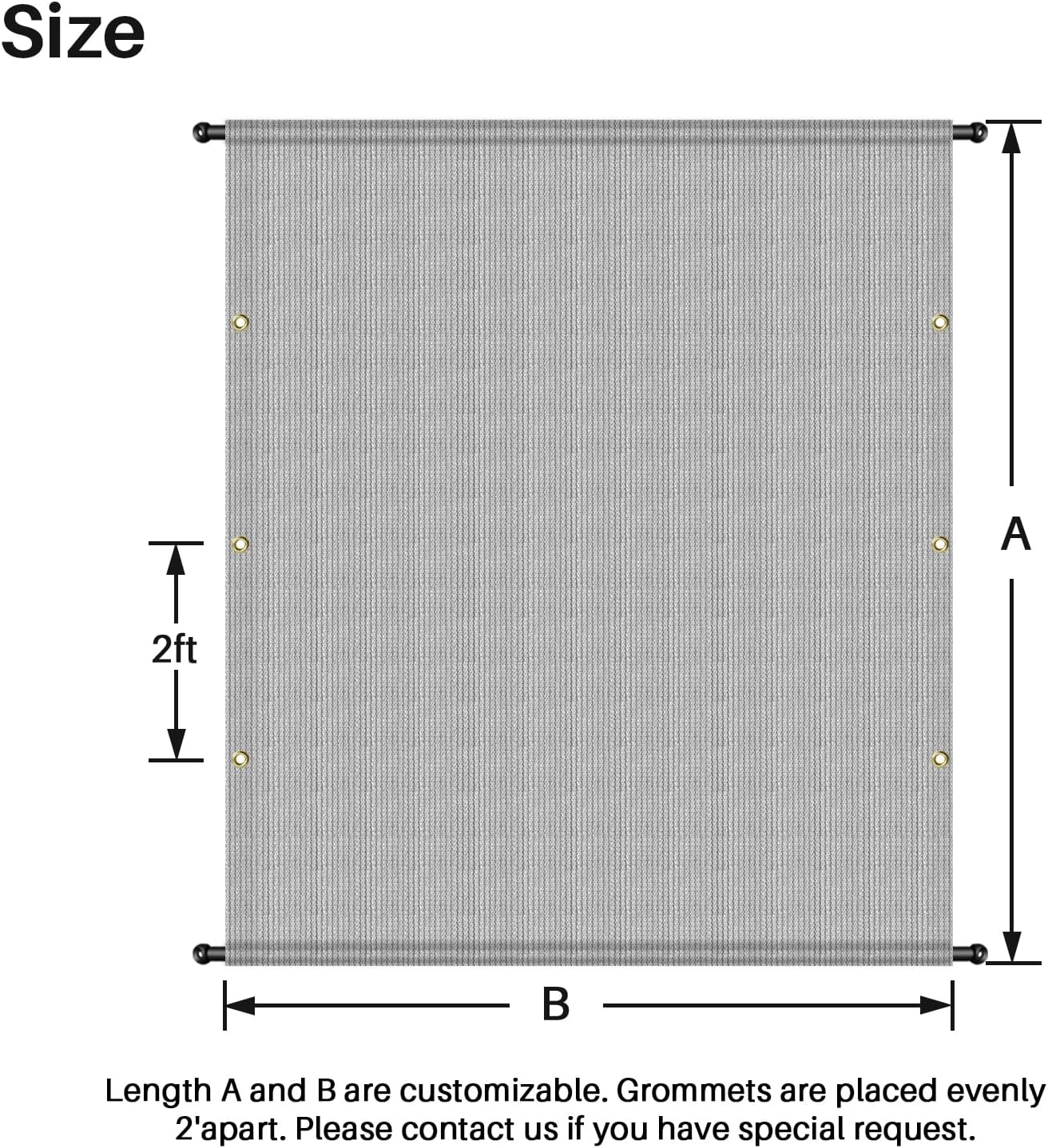 10' x 7' Universal Pergola Shade Cover Replacement Canopy with Grommets Weighted Rods Permeable for Outdoor Patio Porch Backyard Gazebo Light Gray