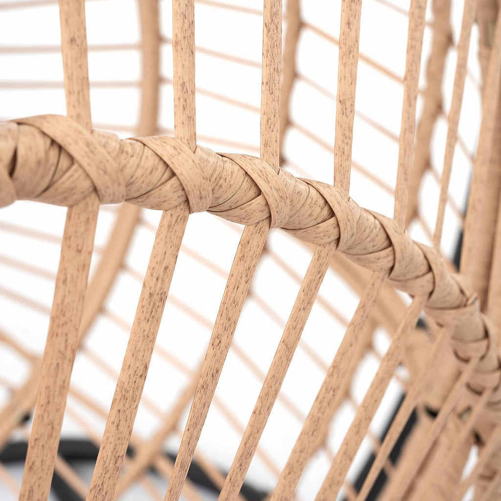 LUMISOL Outdoor Indoor PE Wicker Swing Egg Chair, Egg Hanging Chair with Stand, Patio Wicker Swinging Chair for Patio Bedroom Balcony, Beige