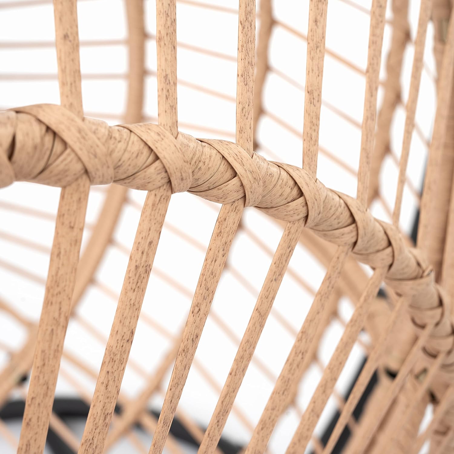 LUMISOL Outdoor Indoor PE Wicker Swing Egg Chair, Egg Hanging Chair with Stand, Patio Wicker Swinging Chair for Patio Bedroom Balcony, Beige