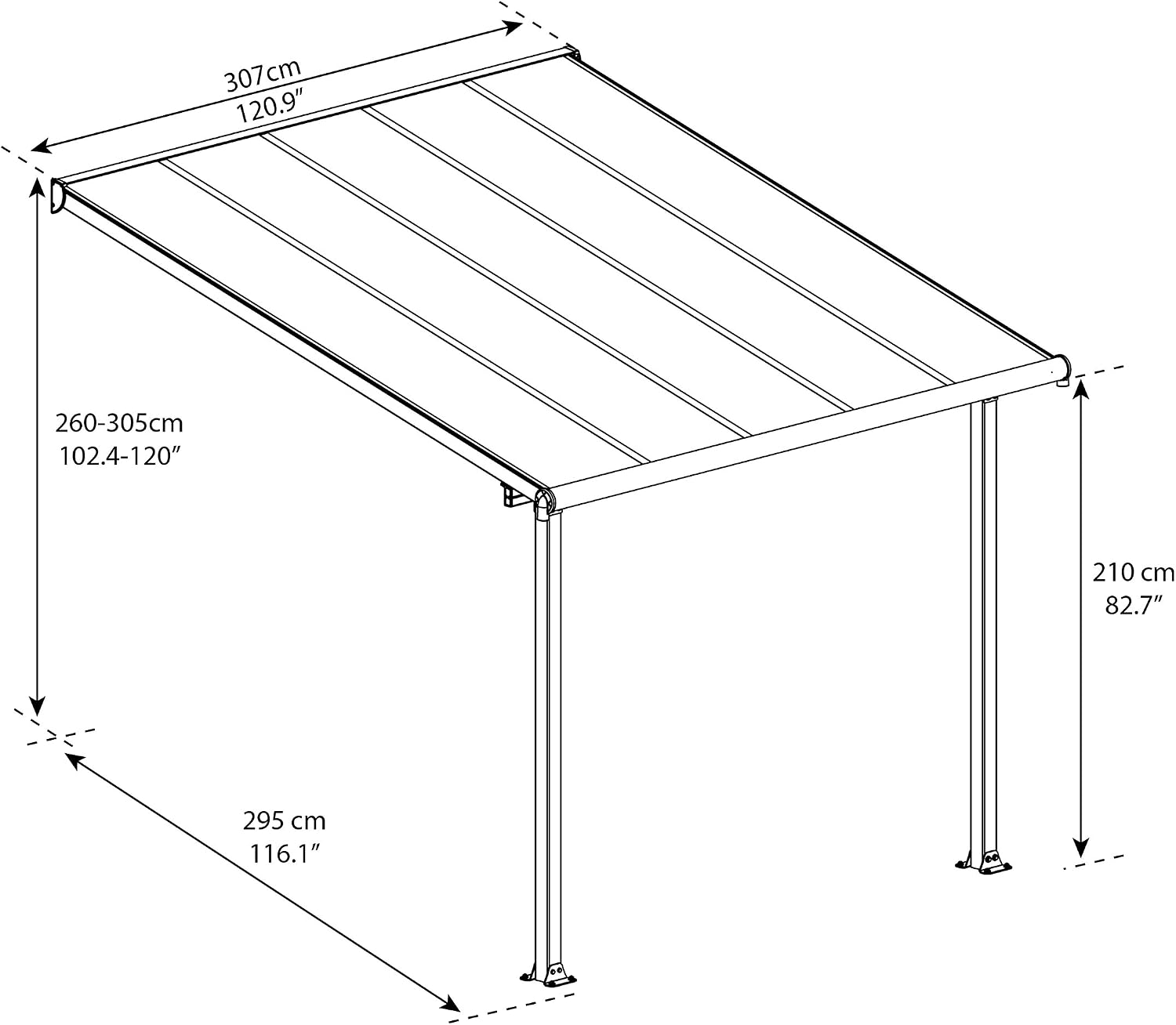 Palram - Canopia Olympia Patio Cover 10' x 10' White/White Outdoor Canopy Awning, Waterproof, Shade, Outside Shelter For Backyard, Gutters, with 100% UV Protection