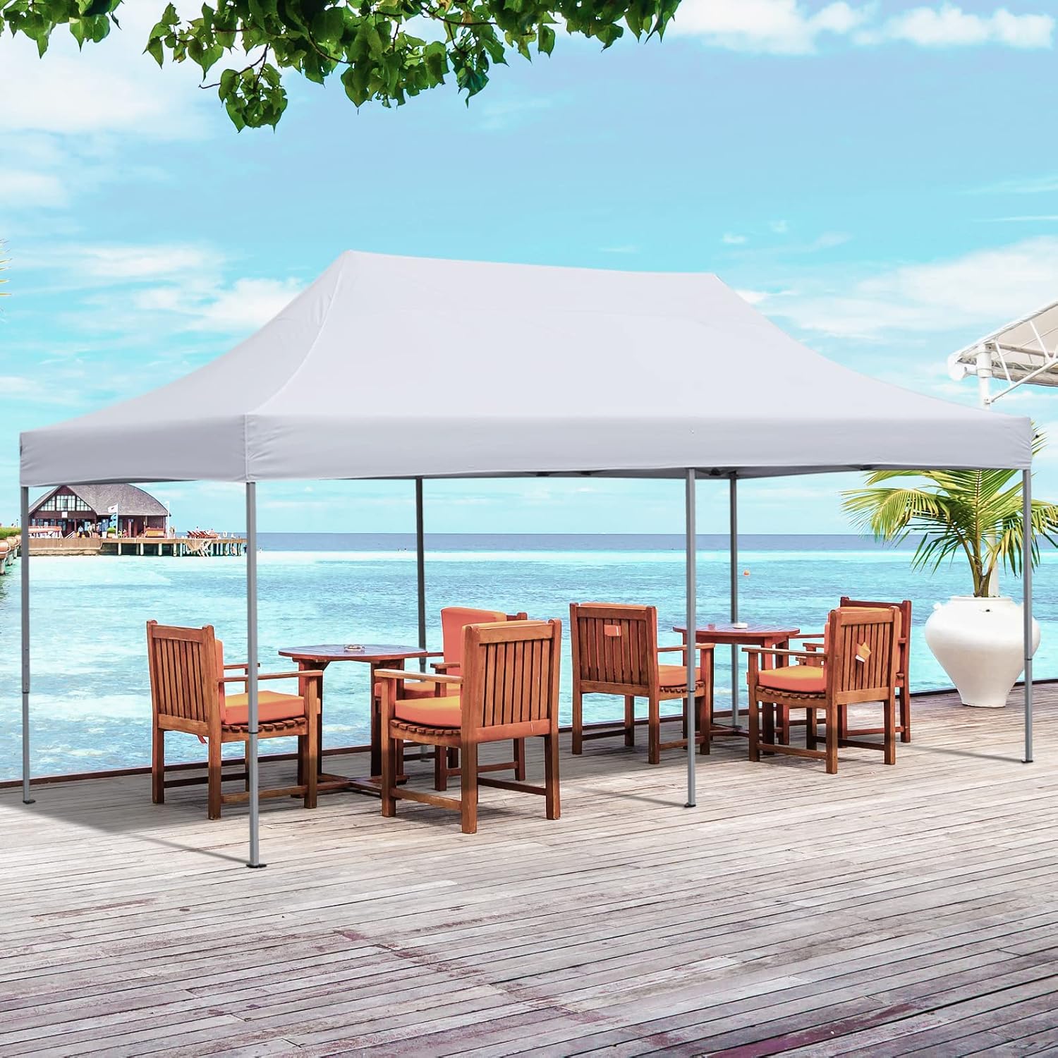 10x20 ft Pop up Canopy Tent, Wonlink Folding Heavy Duty Height Adjustable Shelter Gazebos with Wheeled Bag