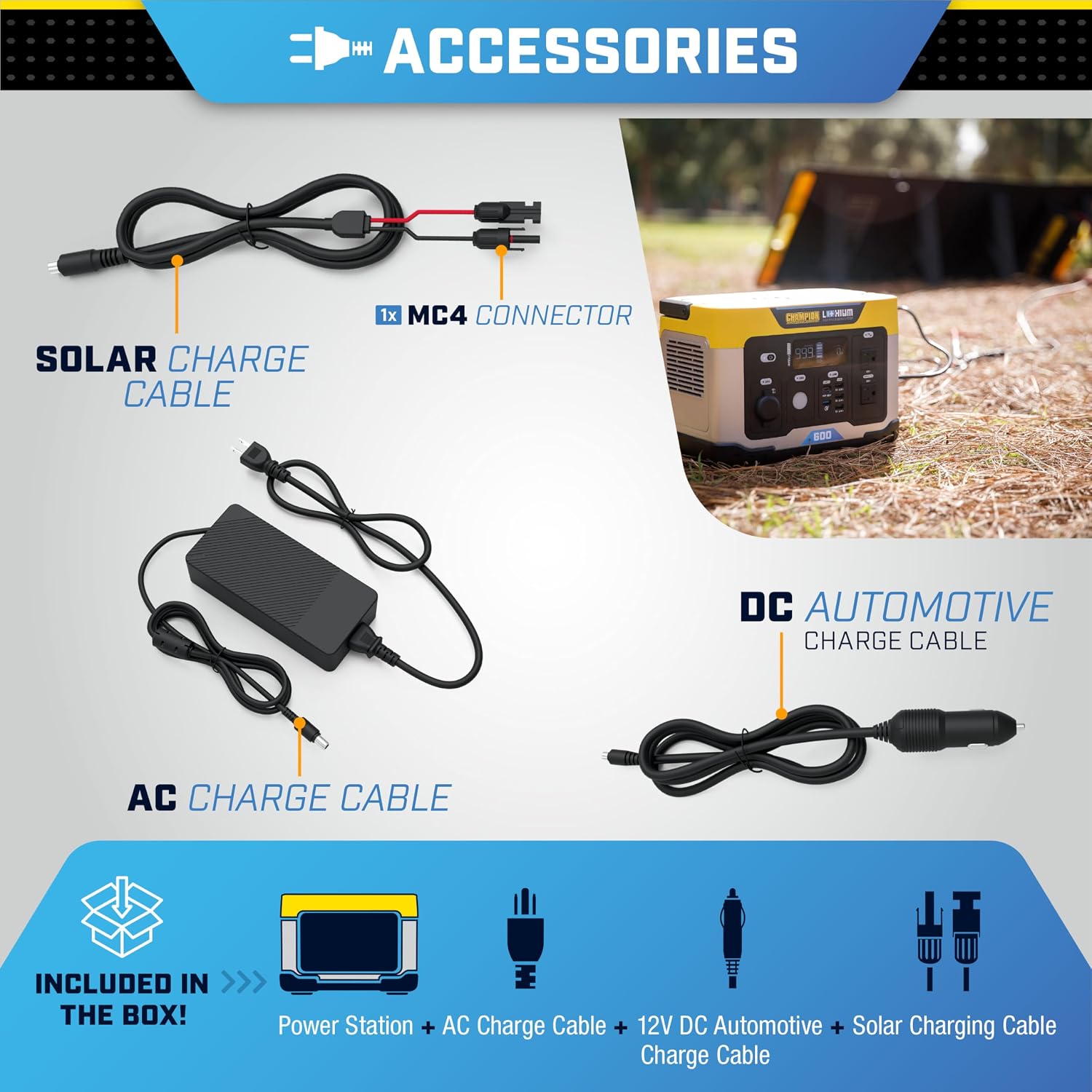 Champion Power Equipment 201189 579-Wh Power Station 1200/600-Watt Portable Lithium-Ion Battery Solar Generator