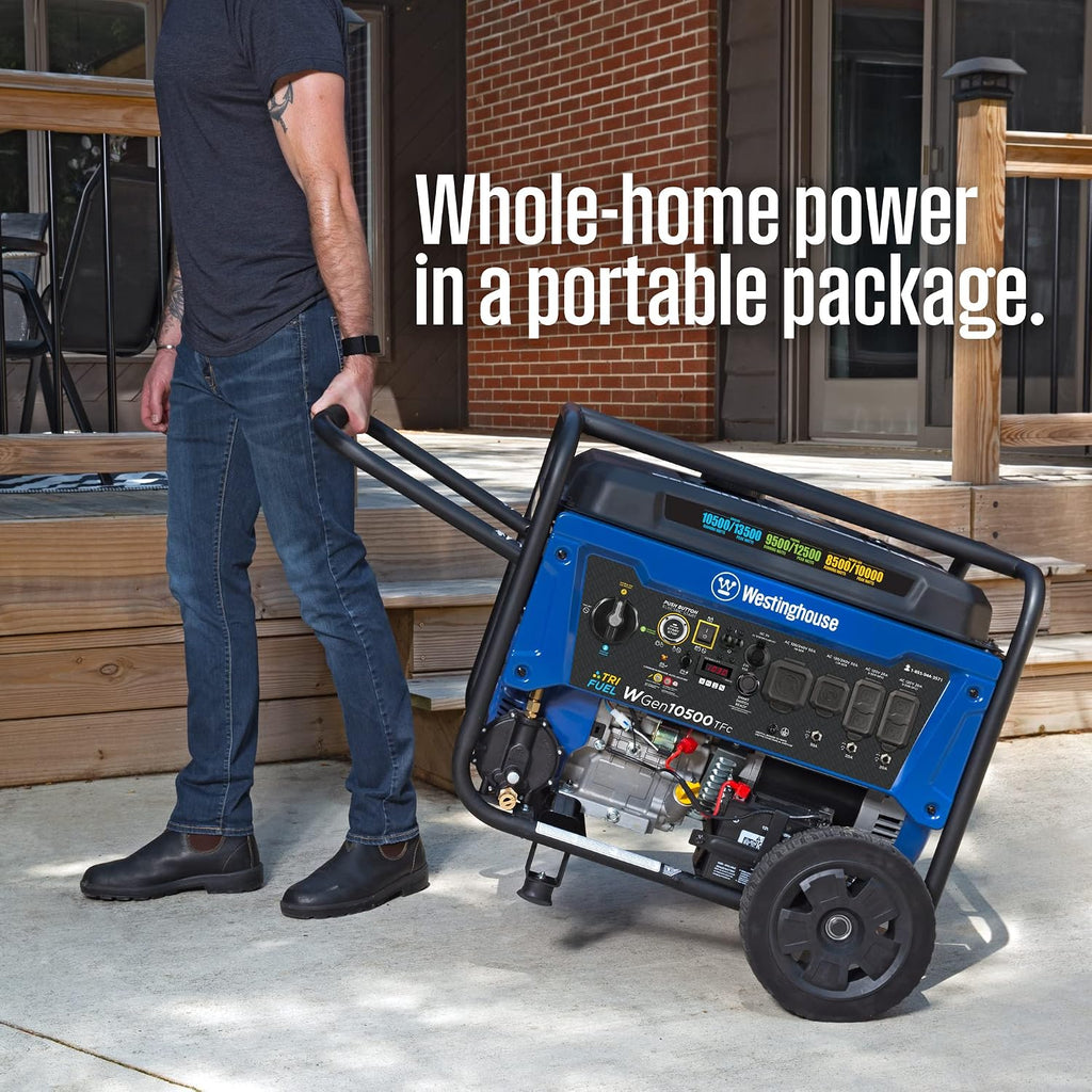 13500 Peak Watt Tri-Fuel Home Backup & Westinghouse WGenTent Generator Running Cover for Open Frame Generators,Black