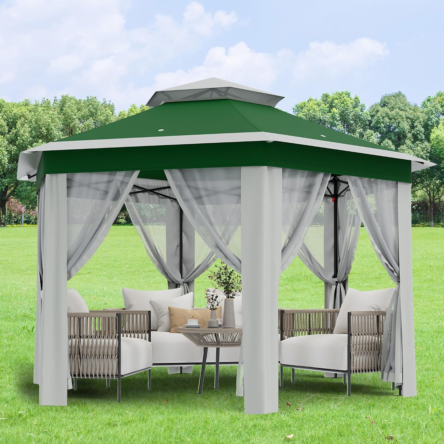 Pop-Up Instant Gazebo 13X13FT - Height Adjustable Outdoor Shelter with Mosquito Netting | Strong Steel Frame, UV Protection | Portable Carry Bag Included for Backyard Parties, Garden Gatherings