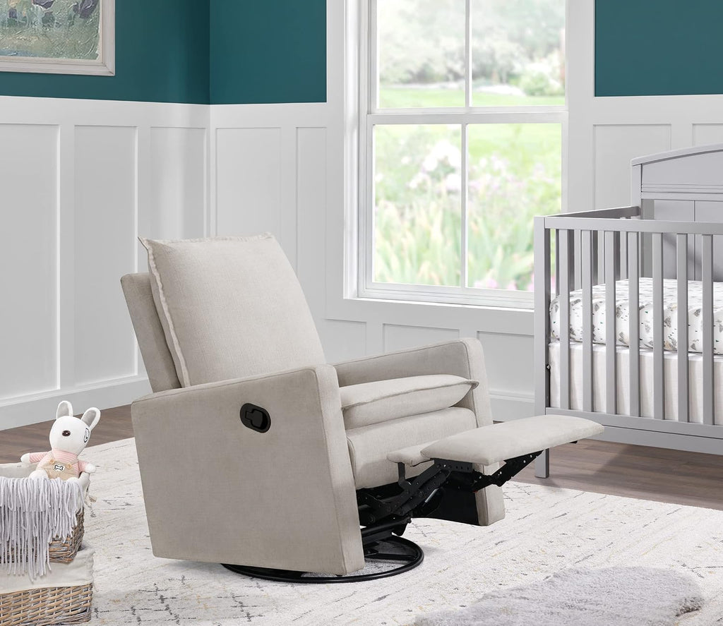 Oxford Baby Uptown Upholstered Glider Recliner Rocking Chair 360° Swivel for Nursery and Living Room - Sand
