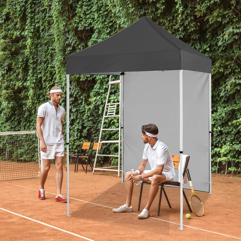 EAGLE PEAK Pop up Canopy 5x5, Outdoor Portable Canopy Tent with One Removable Sunwall, Carry Bag Included, Gray