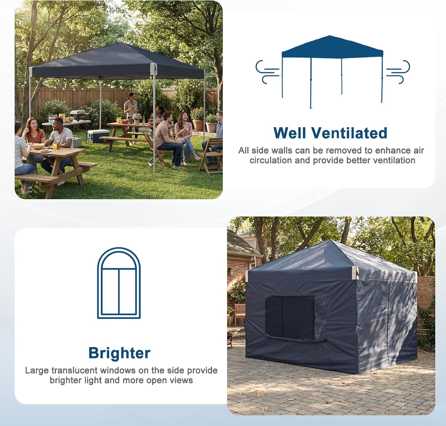 Aoodor 10x10 FT Pop-Up Canopy Tent with Roller Bag and Curtain - Portable Instant Shade, Sturdy Iron Frame, Water-Resistant 210D Oxford Fabric, UV Protection, Ideal for Camping and Outdoor Events