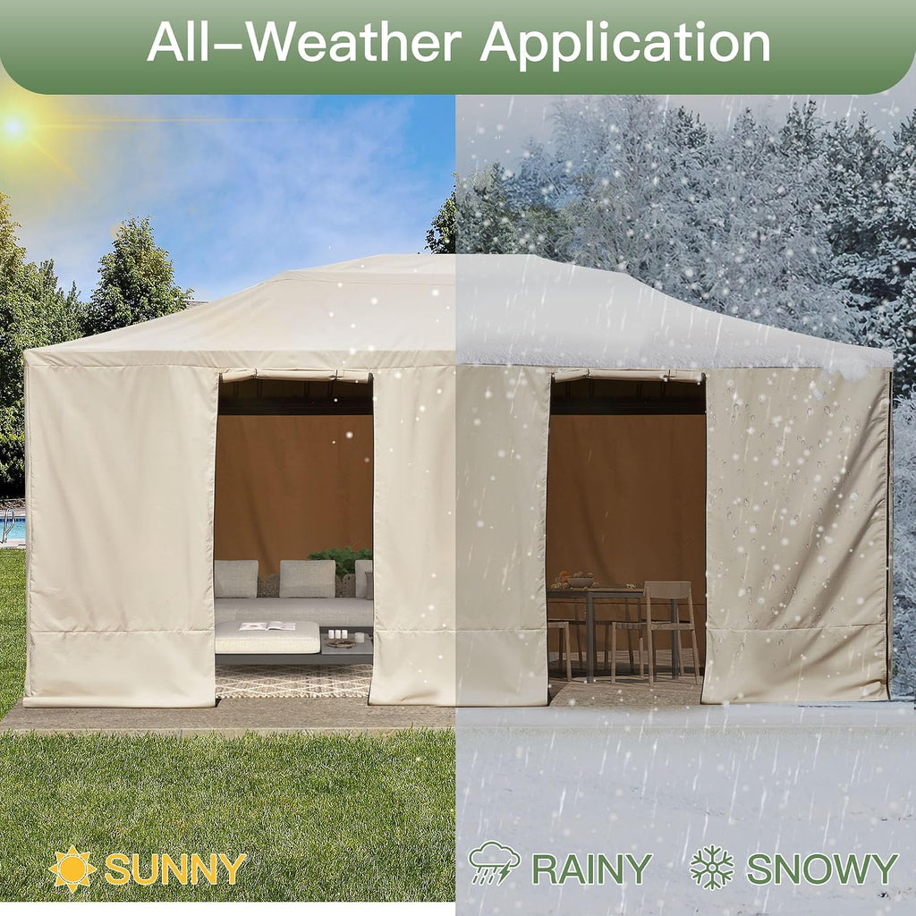 YOLENY Winter Gazebo Cover for 12×20 Hardtop Gazebo, Gazebo Accessories for All Seasons, Transform Your Gazebo for Winter, with Mesh Screens and Doors and Windows (Hardtop Gazebo Not Included), Beige