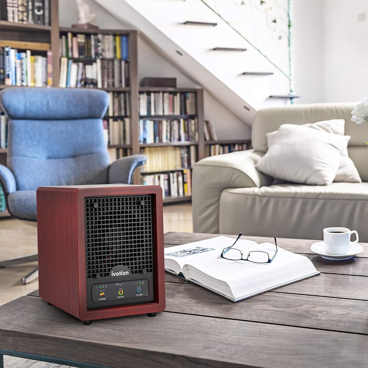 Ivation 5-in-1 Air Purifier & Ozone Generator For Up to 3,500 Sq/Ft, Ionizer & Deodorizer – Included 2 UV Lights, Photo-Catalytic and Carbon Filters, Eliminates Odors from Pets, Smoke, Food & More