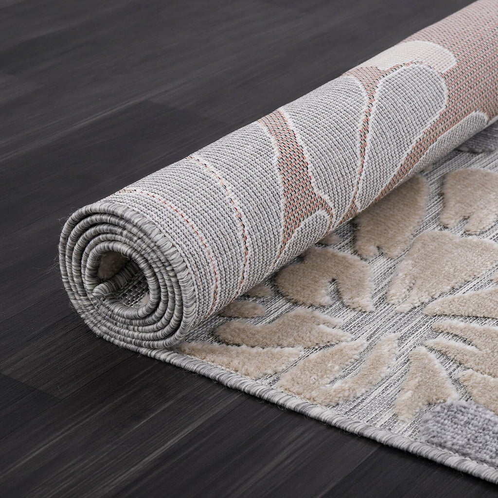 Luul Home Floral Indoor Outdoor Rugs 9x12 Large Area Rug for Living Room, Patio Decor, Kitchen, and Entryway Rug, Washable Stain Resistant Outside Carpet Beige 9 x 12