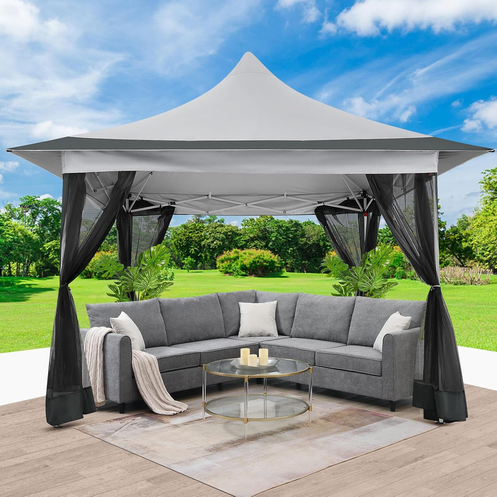 COBIZI 12x12 Pop up Gazebo on Clearance, Outdoor gazebo, with Mosquito Netting&Waterproof Roof, Canopy Tent,carpas para patio,Patio Gazebo, toldos para patio exterior,Portable gazebo for Backyard,Gray