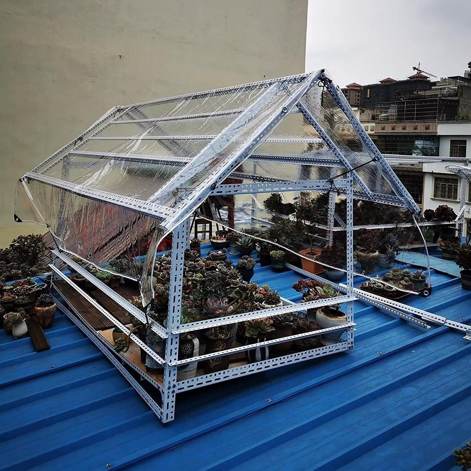 8' X 20' Clear Tarps Heavy Duty Waterproof PVC Vinyl 14 Mil Thick, Glass Tarpaulin with Metal Grommets, Protects Against Water, Tear, Cold Weather Resistan for Greenhouse Balcony Garden