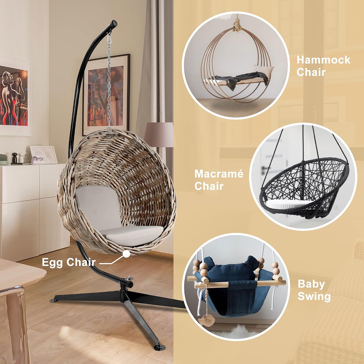 Nova Microdermabrasion Metal Hammock Hanging Stand, 360 Degree Rotation, 331 lbs Capacity