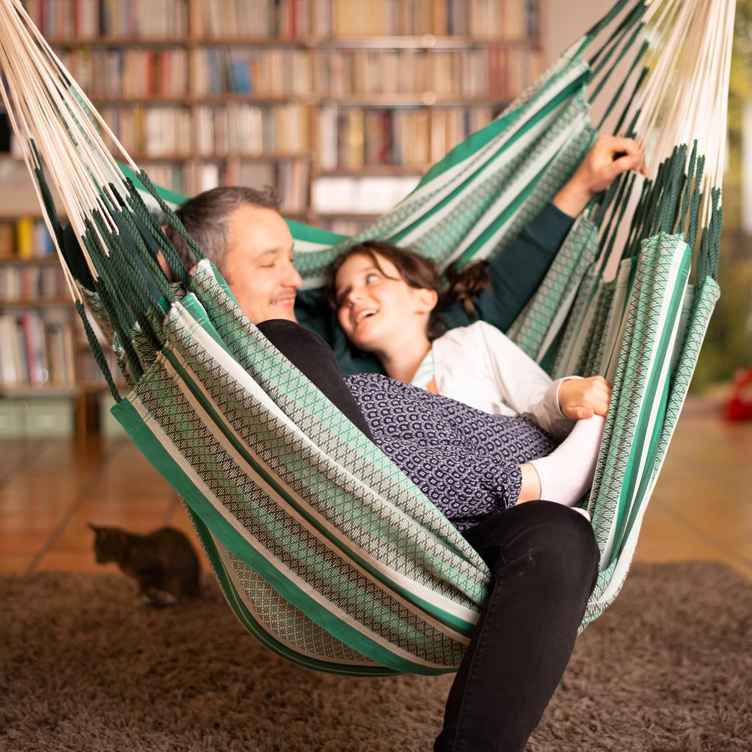LA SIESTA® - Large Comfort Habana Cotton Hammock Chair & CasaMount - Hanging Chair w/Suspension Kit for Walls Ceilings & Square Beams - Indoor Outdoor Swing Hanging Chair Bedroom Balcony - Agave