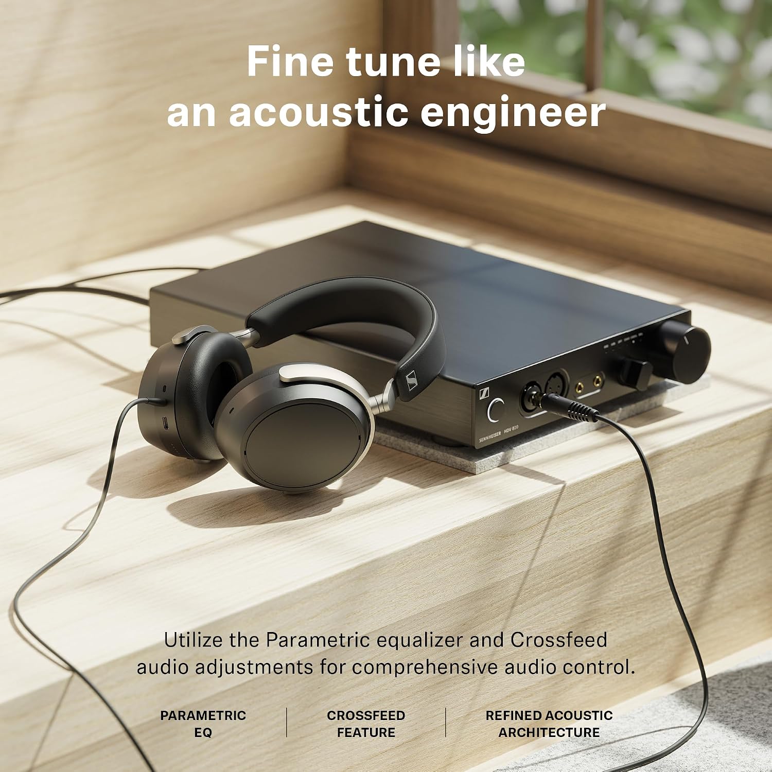 Sennheiser HDB 630 Wireless Over-Ear Headphones - Hi-Res Audiophile Sound, Adaptive Noise Cancellation, Parametric EQ, 60 Hour Battery Life, Includes USB-C Low-Latency Bluetooth Adapter - Black
