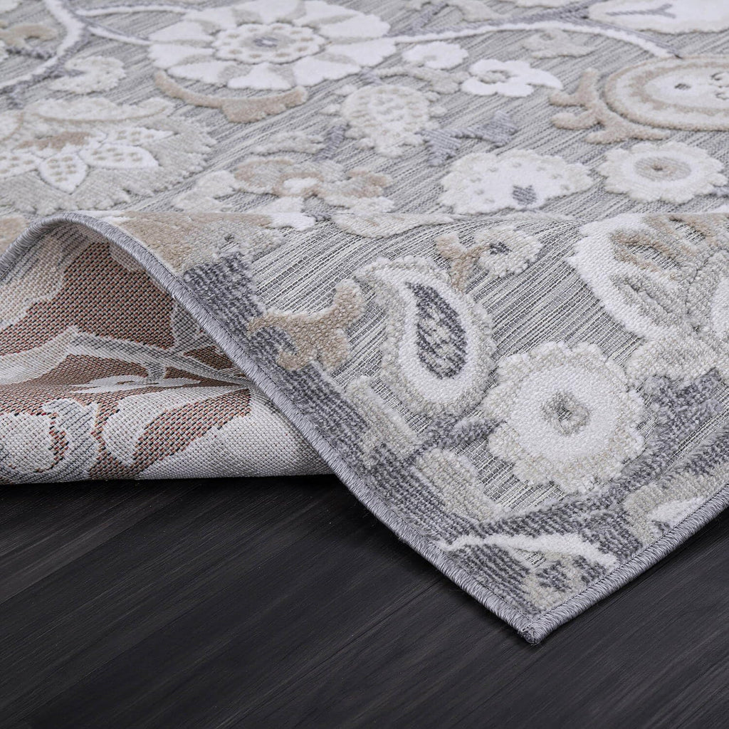Luul Home Floral Indoor Outdoor Rugs 9x12 Large Area Rug for Living Room, Patio Decor, Kitchen, and Entryway Rug, Washable Stain Resistant Outside Carpet Beige 9 x 12