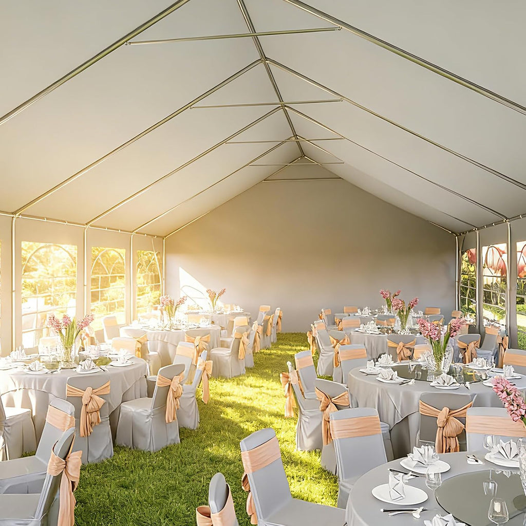 Aoxun 20x40 Party Tent Canopy for Weddings Waterproof Event Tent with Removable Sidewalls &Roll-up Door, Heavy-Duty Steel Frame for Outdoor Weddings, BBQ, Birthday Parties, & Camping,White