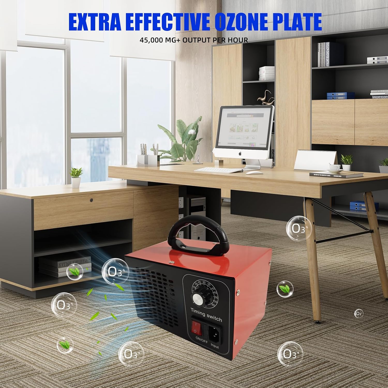 Ozone Generator, O3 Air Purifiers Odor Eliminator, High Capacity Ozone Machine, Ionizer Air Purifier Ozone for Home, Commercial, Industrial (Black,20000mg/h)