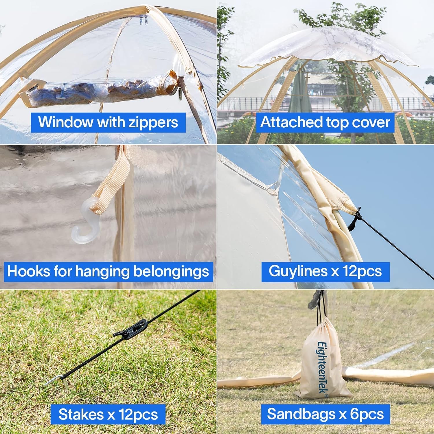 Alvantor® Pop Up Bubble Tent®,Large Oversize Igloo Screen House,4-6 Person Cold Protection Outdoor Igloo, Winter Tent Snaps Fit 10'x10'x6.5'