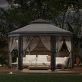 13' x 13' Pop-Up Gazebo Canopy Tent with Zippered Mesh Sidewalls and Carrying Bag, Event Tent Shelter for Patio Garden Backyard, Dark Grey and Light Grey