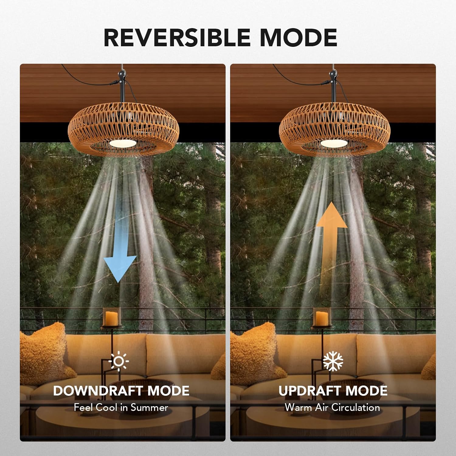 23.6' Outdoor Ceiling Fans with Lights for Patios, Waterproof Plug in Ceiling Fan with Remote, 3CCT Dimmable, Reversible, Gazebo Fan with Hanging Hook for Canopy,Pergola,Porch