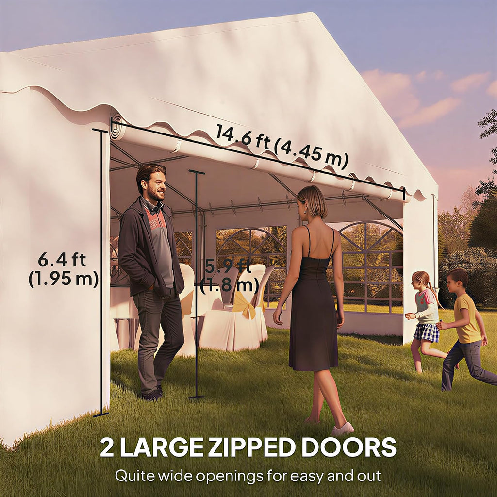 Outsunny 20' x 40' Heavy Duty Party Tent, Large Outdoor Canopy Tent Event Shelter with Removable Sidewalls, 12 Windows & 2 Doors, Tents for Wedding, Parties, BBQ, Events, White