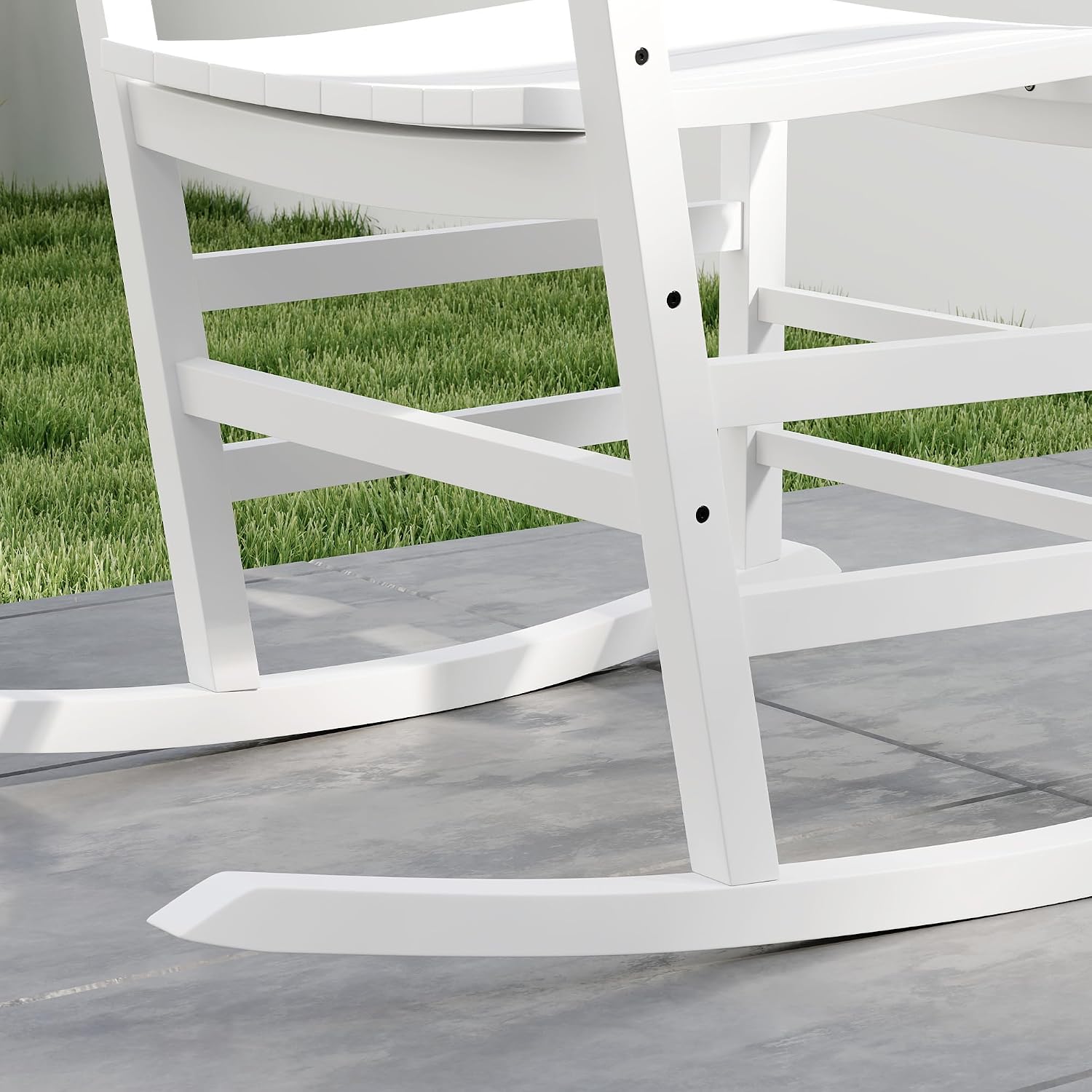 Outsunny Outdoor Rocking Chair Set of 2, Patio Rocking Chair with Smooth Curves, High Density Wooden Rockers for Lawn Garden Porch, Supports Up to 350lbs, White