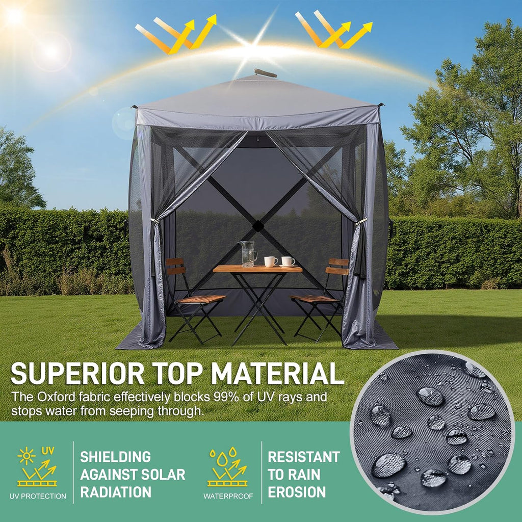 Outvita 7x7ft Instant Pop-Up Screen Tent - Outdoor Gazebo Canopy with Mosquito Netting & Carrying Bag - Versatile Pavilion Tent for Patios and Events