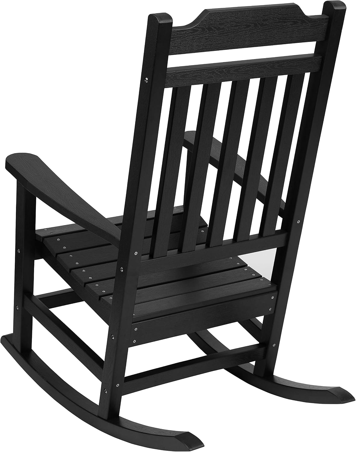 Flash Furniture Set of 2 Winston All-Weather Rocking Chair in Black Faux Wood