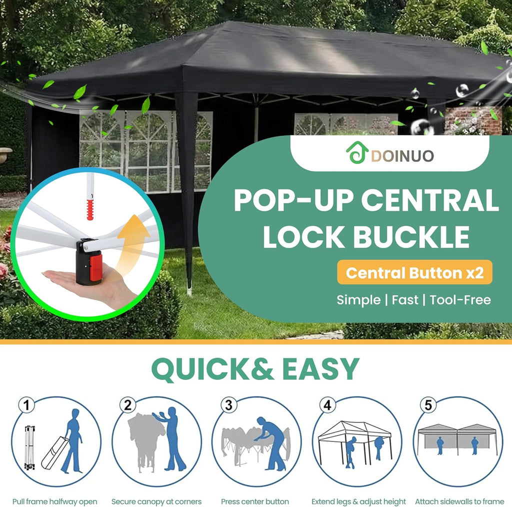 10x20 Pop Up Canopy Outdoor Party Tent with 6 Sidewalls, Outdoor Wedding Party Tent Waterproof UV50 Commercial Canopy Event Shelter Gazebo Tents for Parties, 6 pcs Weight Bag,Carry Bag