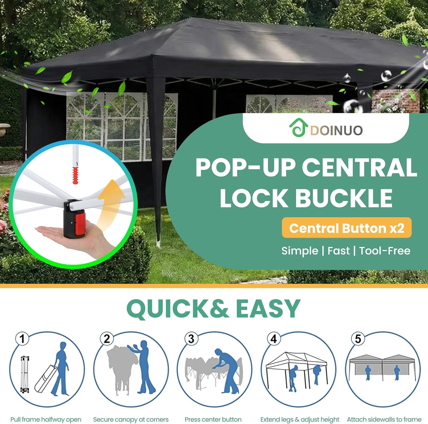 10x20 Pop Up Canopy Outdoor Party Tent with 6 Sidewalls, Outdoor Wedding Party Tent Waterproof UV50 Commercial Canopy Event Shelter Gazebo Tents for Parties, 6 pcs Weight Bag,Carry Bag
