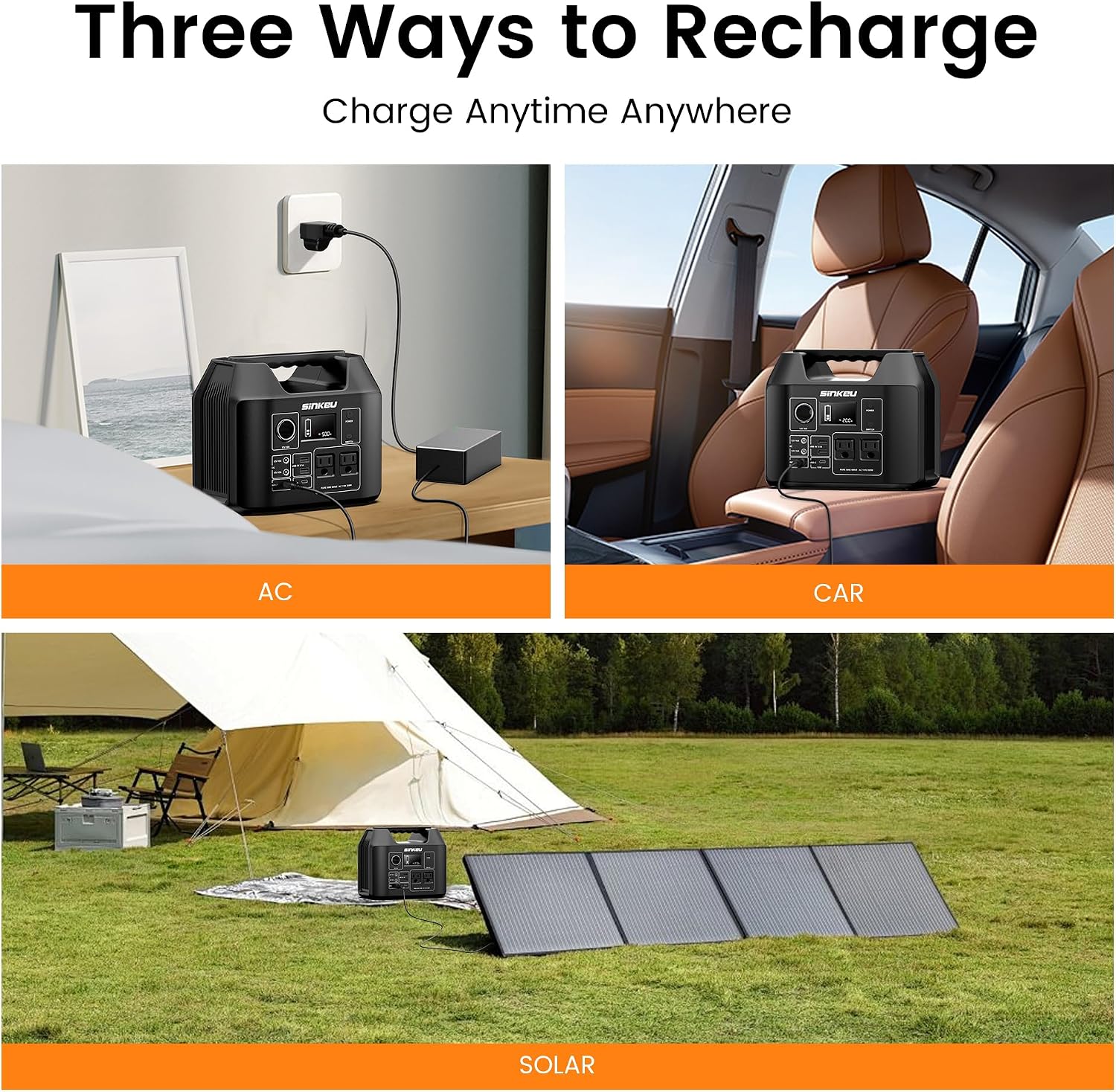 SinKeu Portable Power Station 80000mAh, 256Wh LiFePO4 Battery Backup,300W AC Outlets, Solar Generator for Hurricane Emergency Outdoor Camping RVs Home