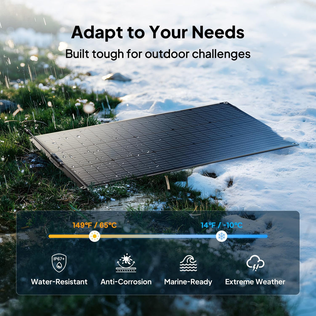 BLUETTI 2 100W Flexible Solar Panels for RVSolar 48V System, 23.4% High Efficiency, 240° Bendable, IP67 Solar Panel for RVs, Camping, Marine, Curved Surfaces