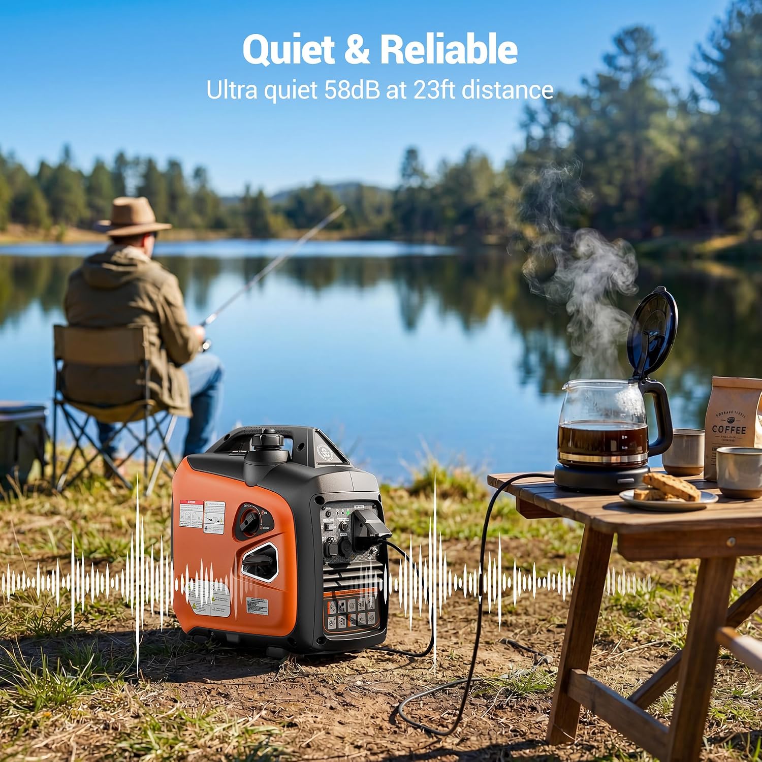 2800 Watt Portable Inverter Generator, Super Quiet Gas Powered, Pure Sine Wave, Lightweight 39.8 lbs, EPA Compliant, Parallel Capable, Low THD, RV Ready for Camping & Home Backup