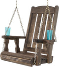 Amish Casual Heavy Duty Mission Pressure Treated Swing Chair with Cupholders (Dark Walnut Stain)