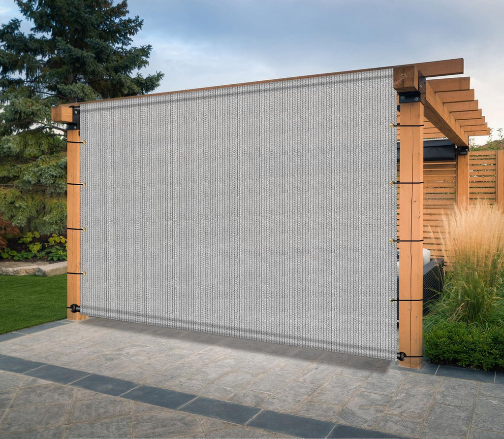 10' x 7' Universal Pergola Shade Cover Replacement Canopy with Grommets Weighted Rods Permeable for Outdoor Patio Porch Backyard Gazebo Light Gray