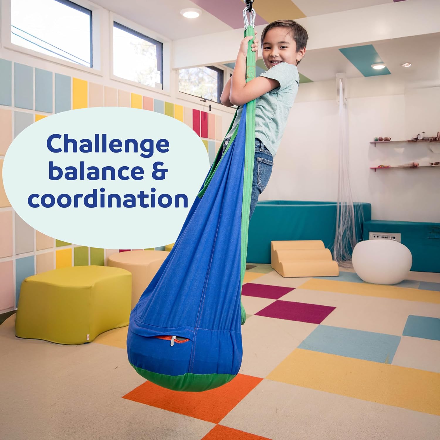 Fun and Function - Cocoon Climbing Swing - Special Needs Hanging Cocoon Swing for Kids - Sensory for Kids with Special Needs - for Children Ages 3-10