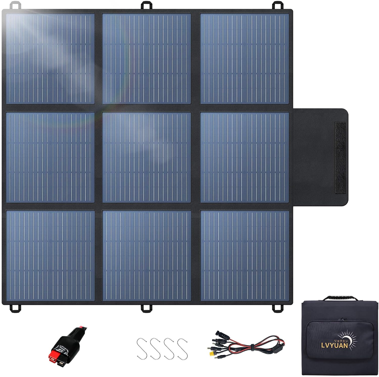LVYUAN 200W Portable Solar Panel, 24V Foldable Blanket Solar Panel IP64 P-PERC, Upgraded 23% Efficiency for Solar Power Station Generator for Outdoor Camping with Anderson Plug, 12 Pounds
