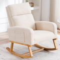 HCHAIRH Rocking Chair Nursery, Nursing Rocker Chairs with High Backrest, Modern Glider Rocking Chair for Mom Nursery, Living Room, Bedroom, Beige