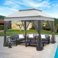 11x11 Pop Up Gazebo Tent with Mesh Netting, Instant Outdoor Canopy with UPF 50+ UV Protection, Water Resistant, Gray