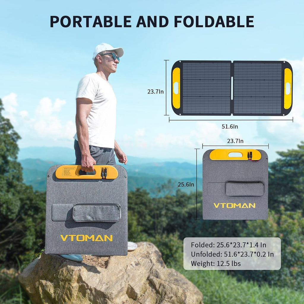 VTOMAN Jump 1800 Portable Power Station with 110W Solar Panel, 1800W/1548Wh LiFePO4 Battery Solar Generator with 1800W Constant-Power, PD 100W Type-C, Capacity Expandable for Camping, Home Backup