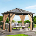 GarveeHome 10x12 ft Outdoor Gazebo Canopy with Heavy-Duty Aluminum Frame & Waterproof PVC Roof - Sun Shelter Tent for Backyard, Patio, Garden, Park Events